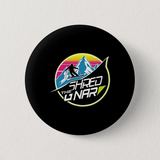 Shred The Gnar Skifahren Freestyle Diamond Winter Button (Vorderseite)