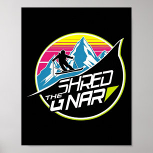 Shred The Gnar Skifahren Freestyle Diamond Winter Poster