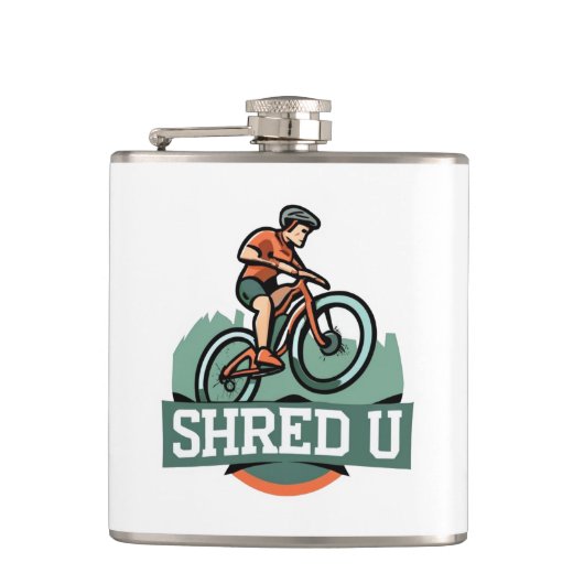 Shred University Mountain Biking Flachmann (Vorderseite)