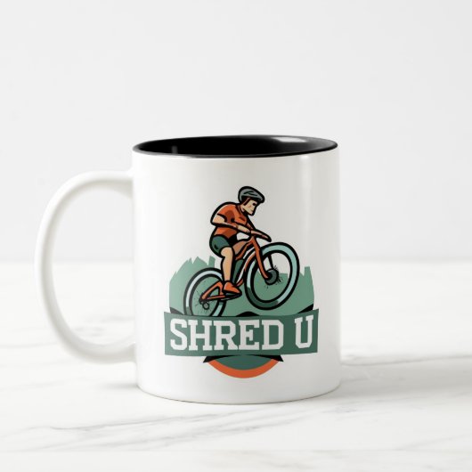 Shred University Mountain Biking Zweifarbige Tasse (Links)