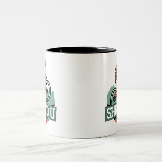 Shred University Mountain Biking Zweifarbige Tasse (Mittel)