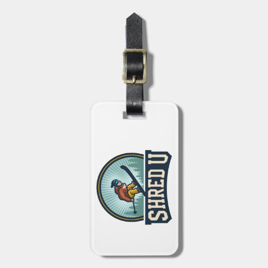 Shred University Skiing Gepäckanhänger (Vorderseite vertikal)