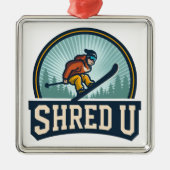 Shred University Skiing Ornament Aus Metall (Vorne)