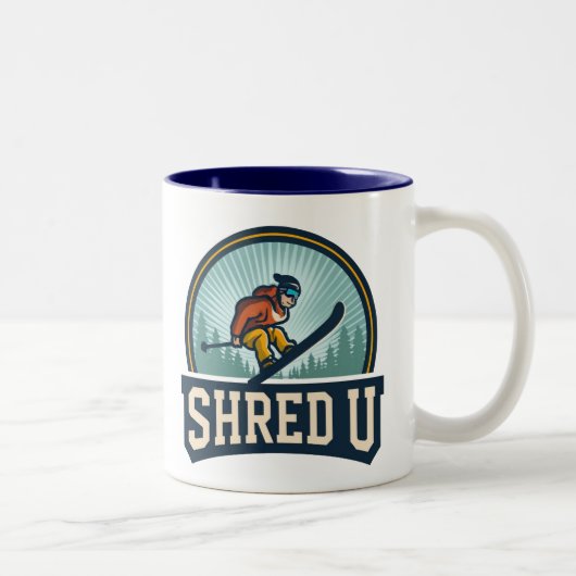 Shred University Skiing Zweifarbige Tasse (Rechts)