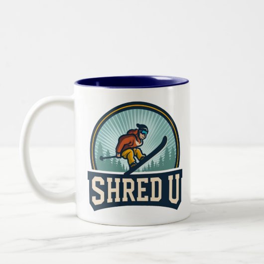 Shred University Skiing Zweifarbige Tasse (Links)