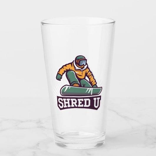 Shred University Snowboarding Glas (Vorderseite)