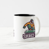 Shred University Snowboarding Zweifarbige Tasse (VorderseiteRechts)