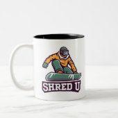 Shred University Snowboarding Zweifarbige Tasse (Links)