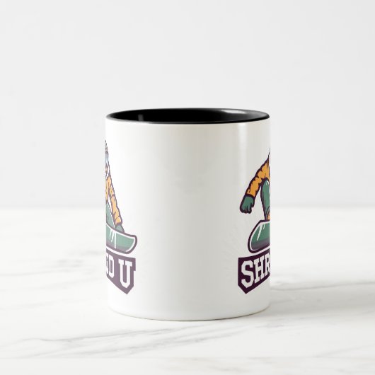 Shred University Snowboarding Zweifarbige Tasse (Mittel)