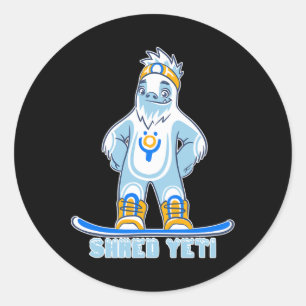 Shred Yeti - Fun Yeti Bigfoot Sasquatch Snowboardi Runder Aufkleber