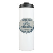 Shred zuerst dann Open Mountain Biking Thermosbecher (Vorderseite)
