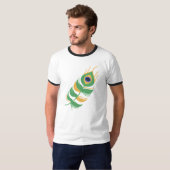 SHREE KRISHNA PEACOCK FEATHER LOGO EINZIGARTIGES D T-Shirt (Vorne ganz)