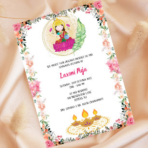 Shree Laxmi Puja Floral Einladung