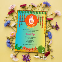 Shree Laxmi Puja Floral Einladung