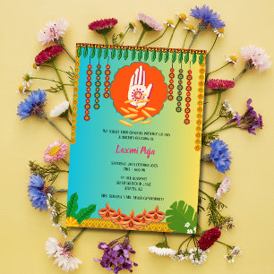 Shree Laxmi Puja Floral Einladung