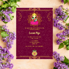 Shree Laxmi Puja Floral Einladung