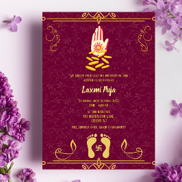 Shree Laxmi Puja Floral Einladung