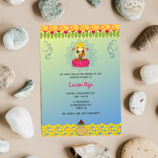 Shree Laxmi Puja Floral Einladung