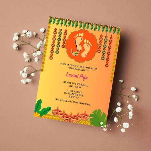 Shree Laxmi Puja Floral Einladung