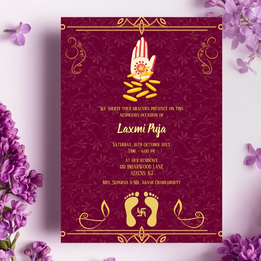 Shree Laxmi Puja Floral Einladung