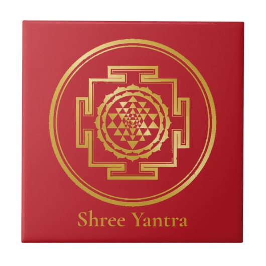 Shree Yantra Auspicious Sacred Geometrie Symbol Fliese (Vorderseite)