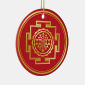 Shree Yantra Auspicious Sacred Geometrie Symbol Keramik Ornament (Rechts)