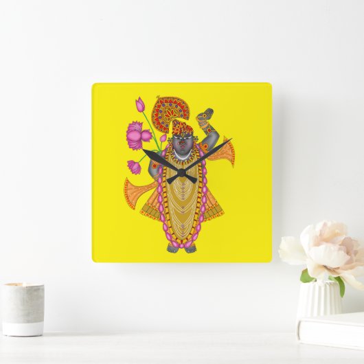 Shreenath Ji Wall Clock Quadratische Wanduhr (Zuhause)