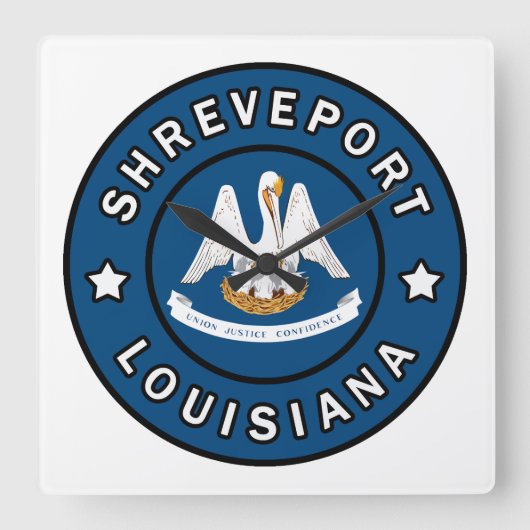 Shrepport Louisiana Quadratische Wanduhr (Vorderseite)