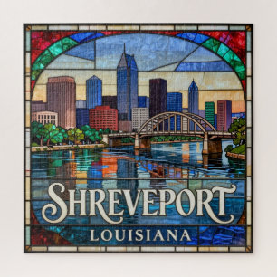 Shreveport Louisiana Buntglas-Stadtlandschaft 🌉 Puzzle