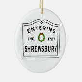 Shrewsbury, MA Holiday Wreath Metal Ornament (Rechts)