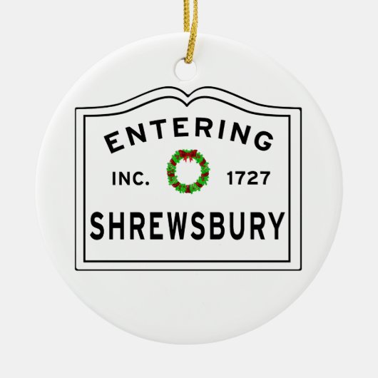 Shrewsbury, MA Holiday Wreath Metal Ornament (Vorne)