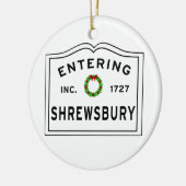 Shrewsbury, MA Holiday Wreath Metal Ornament (Links)