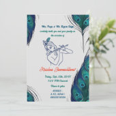 Shri Krishna Janmashtami Peacock Feather Einladung (Stehend Vorderseite)