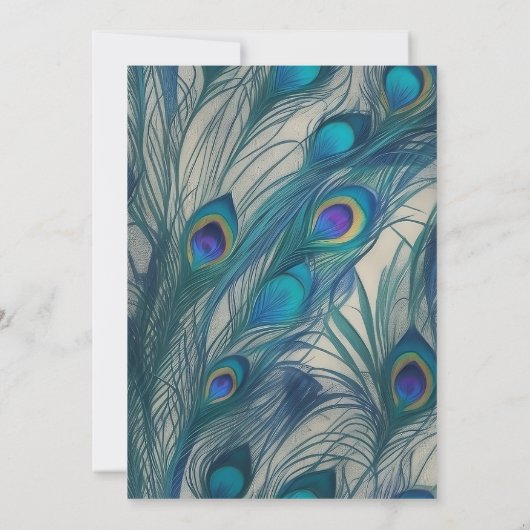 Shri Krishna Janmashtami Peacock Feather Einladung (Rückseite)