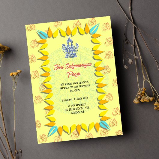 Shri Satyanarayan Pooja Indian Einladung