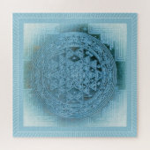 Shri Yantra Mandala: Vintages Aqua Puzzle (Horizontal)