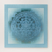 Shri Yantra Mandala: Vintages Aqua Puzzle (Vertikal)