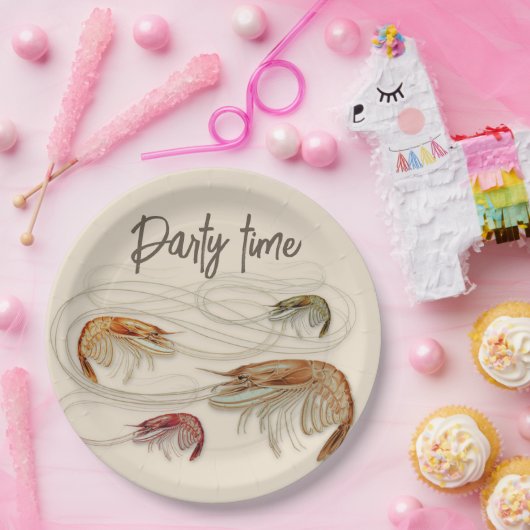 Shrimp Birthday Custom Text Seafood Party Pappteller (Party)