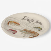 Shrimp Birthday Custom Text Seafood Party Pappteller (Schrägansicht)