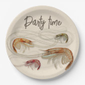 Shrimp Birthday Custom Text Seafood Party Pappteller (Vorderseite)