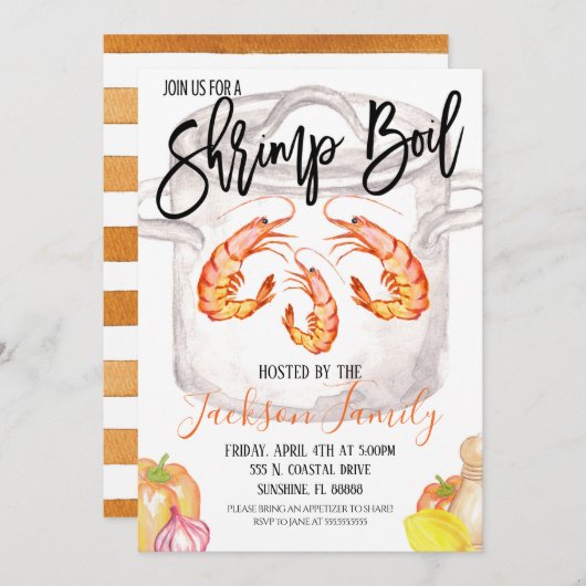 Shrimp Boil Einladung (Vorne/Hinten)