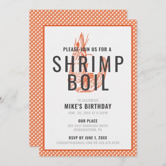 Shrimp Boil Einladung (Vorne/Hinten)
