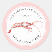 Shrimp Boil | Meeresfrüchte Themengebiet Party Runder Aufkleber (Vorderseite)