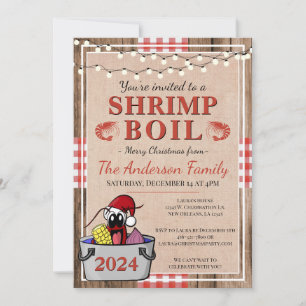 Shrimp Boil Rustikale Weihnachtsfeier Einladung
