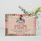 Shrimp Boil Rustikale Weihnachtsfeier Save The Date (Stehend Vorderseite)