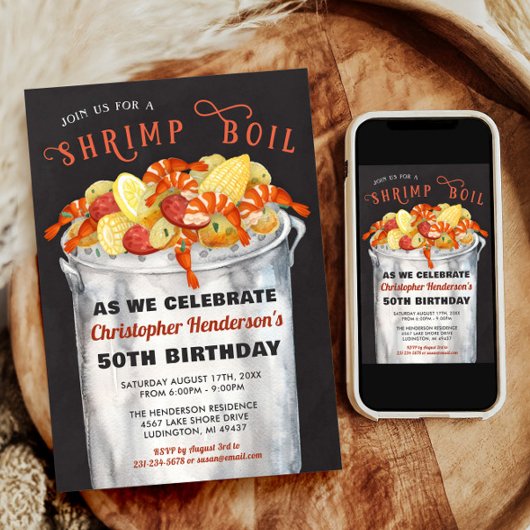 Shrimp Boil zum Geburtstag Einladung