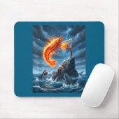 Shrimp Dunking On Shark Funny Fishing Meme Basketb Mousepad (Mit Mouse)