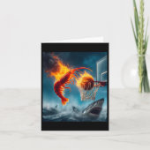 Shrimp Dunking on Shark Funny Fishing Meme Karte (Vorderseite)