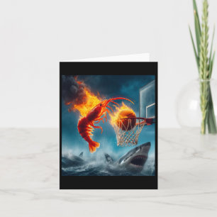 Shrimp Dunking on Shark Funny Fishing Meme Karte