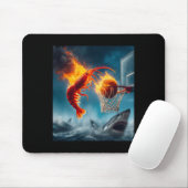 Shrimp Dunking On Shark Funny Fishing Meme  Mousepad (Mit Mouse)